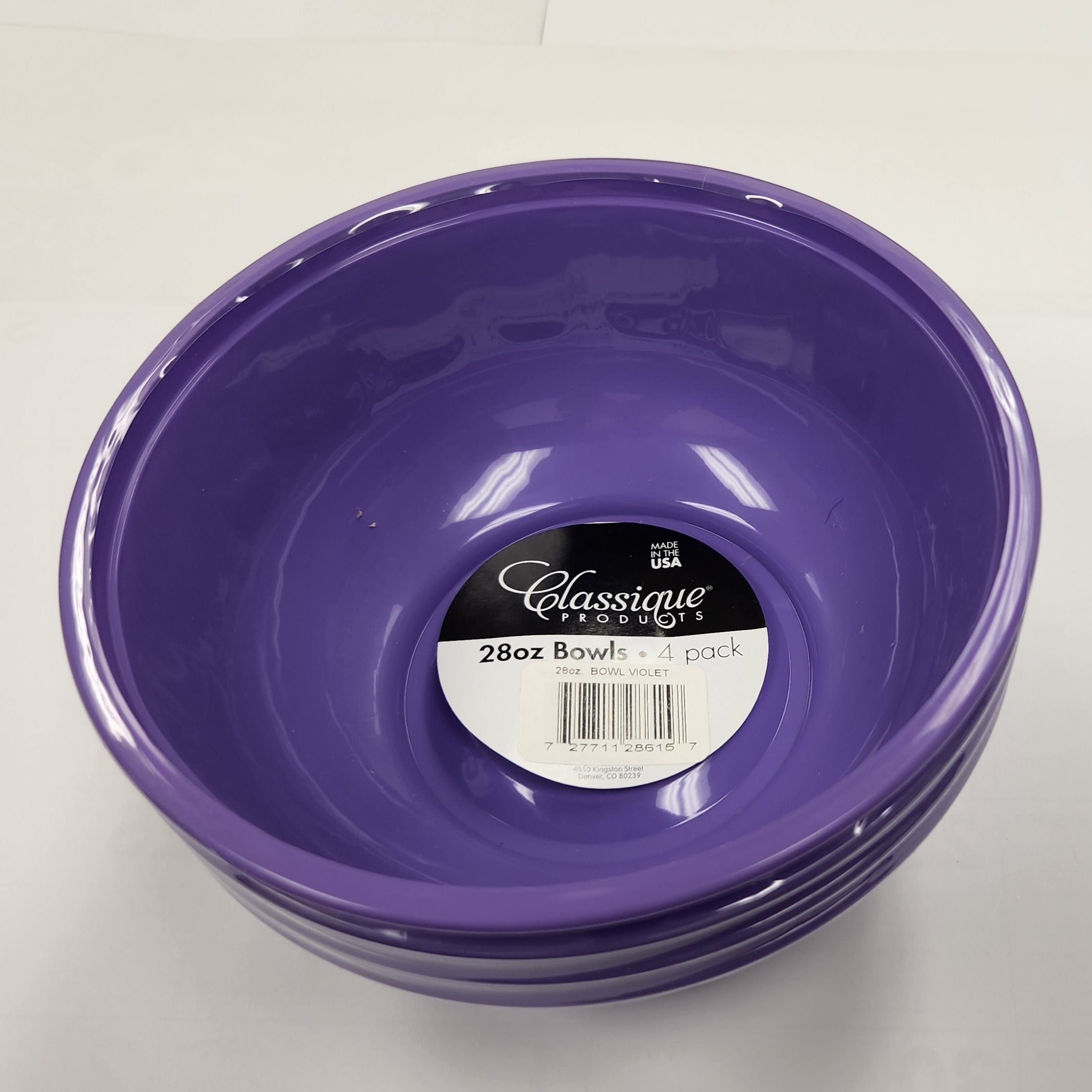 B&R Plastics | FB28-4-36615 | 28oz Violet Bowls 4 Pack