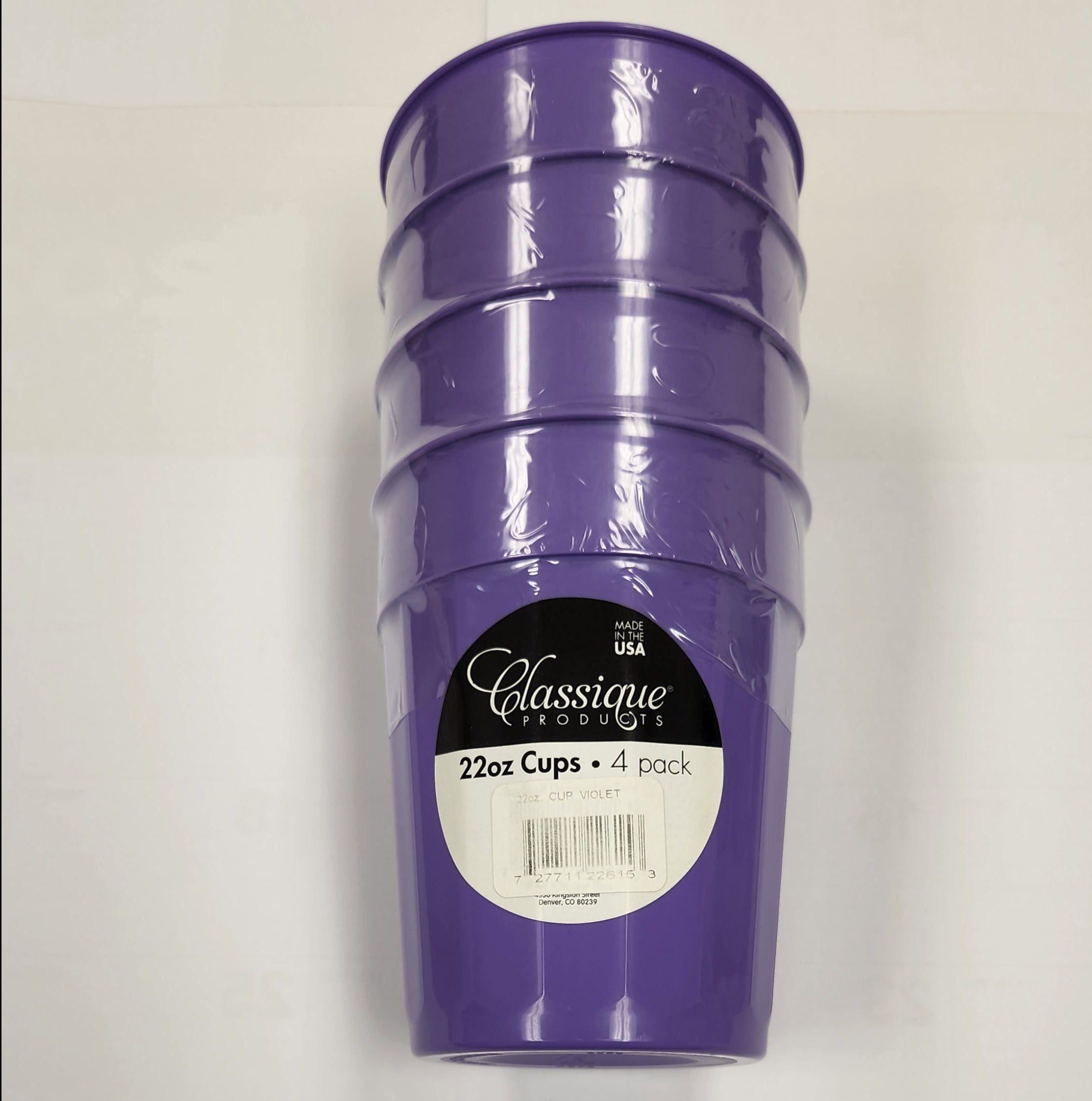 B&R Plastics | FC22-4-24615 | 22oz Violet Cups - 4 Pack