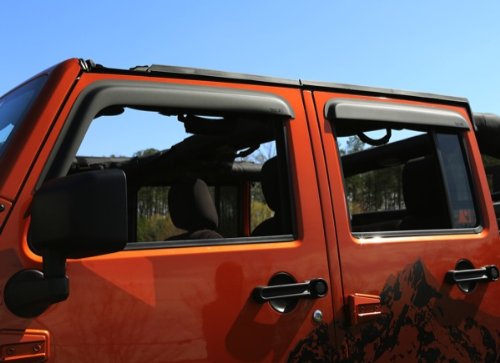 Rugged Ridge 11349.12 Matte Black Acrylic Front and Rear Window Rain Deflectors for 2007-2018 Jeep Wrangler JKU 4 Door Models