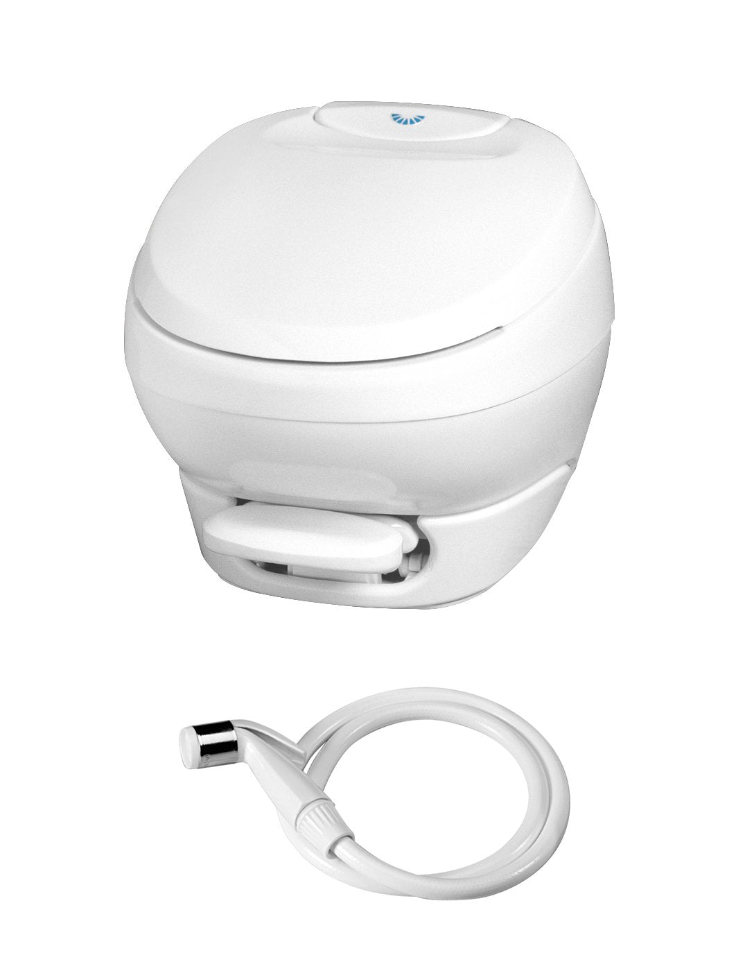 Aqua-Magic Bravura RV Toilet Pedal Flush with Hand Sprayer / Low Profile / White - Thetford 31122