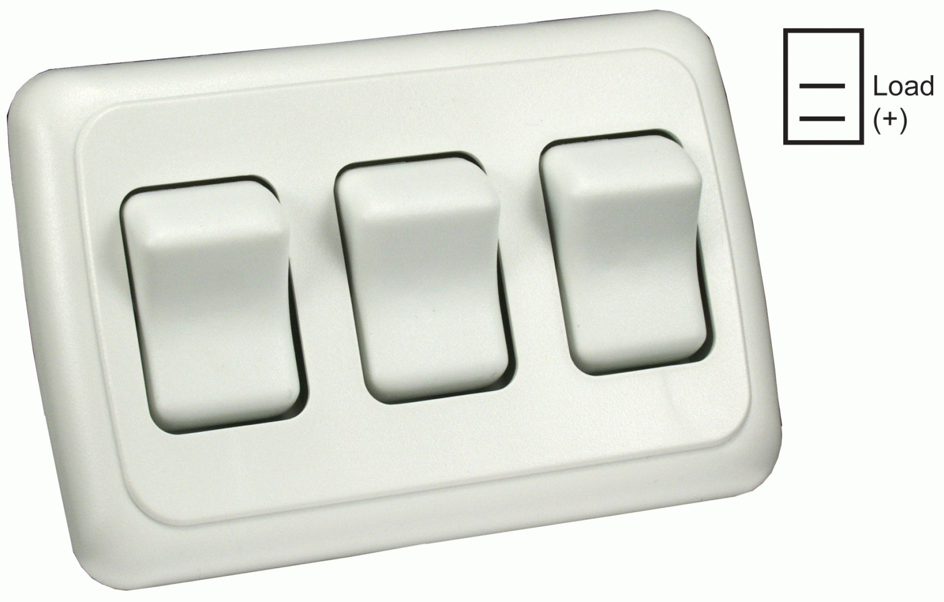 JR Products | 12025 | Switch Assembly Triple On/Off Rocker Switch With Bezel White