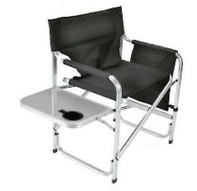 Faulkner 48871 Black Aluminum Folding Director's Chair with Cup Holder