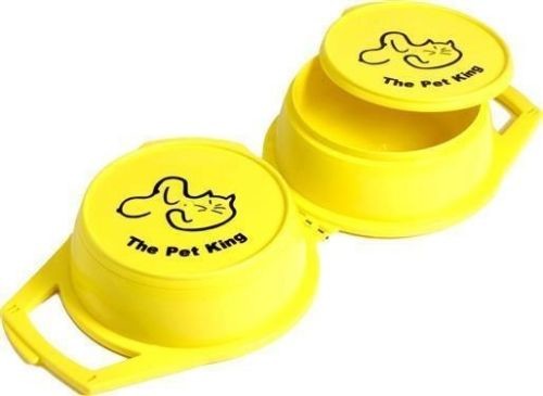 Pet King PKJRY Yellow10oz Small Portable Pet Dish