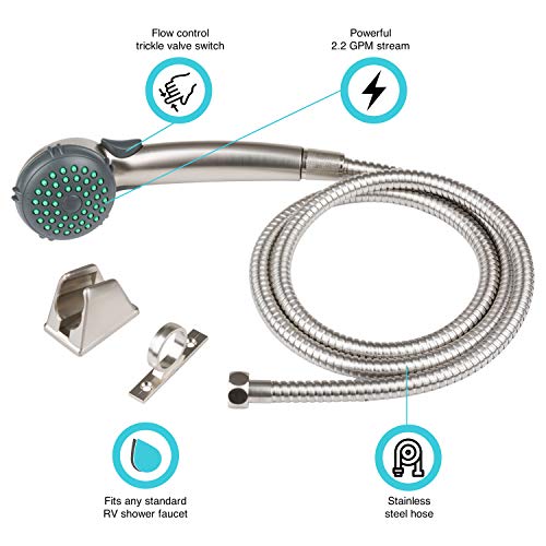 Dura Faucet DF-SA400K-SN RV Hand Held Shower Head and Hose Kit