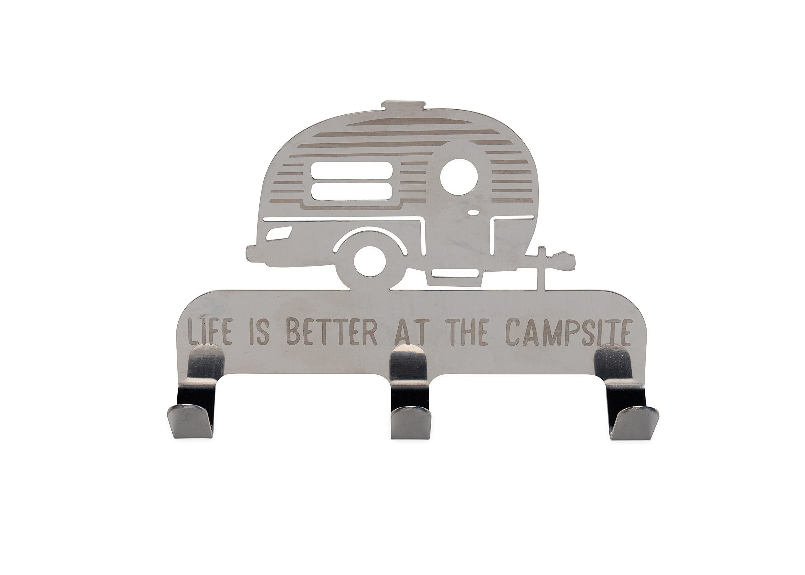 Camco 53368 Life is Better at The Campsite Stick-On 3-Hook Key/Leash Hanger