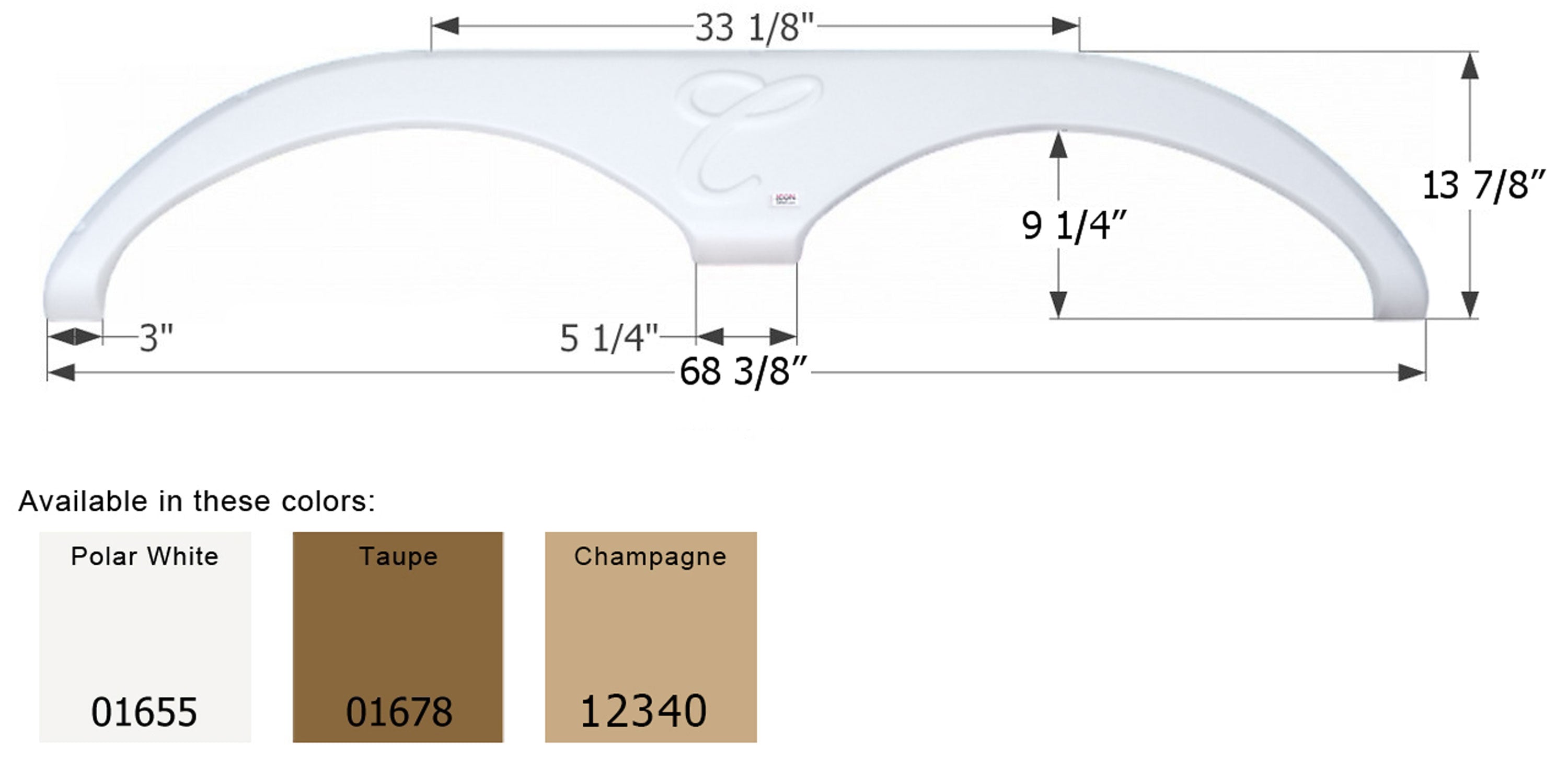 Icon 12340 Tandem Axle Fender Skirt FS785 for Forest River Cardinal 5th Wheel Travel Trailer - Champagne