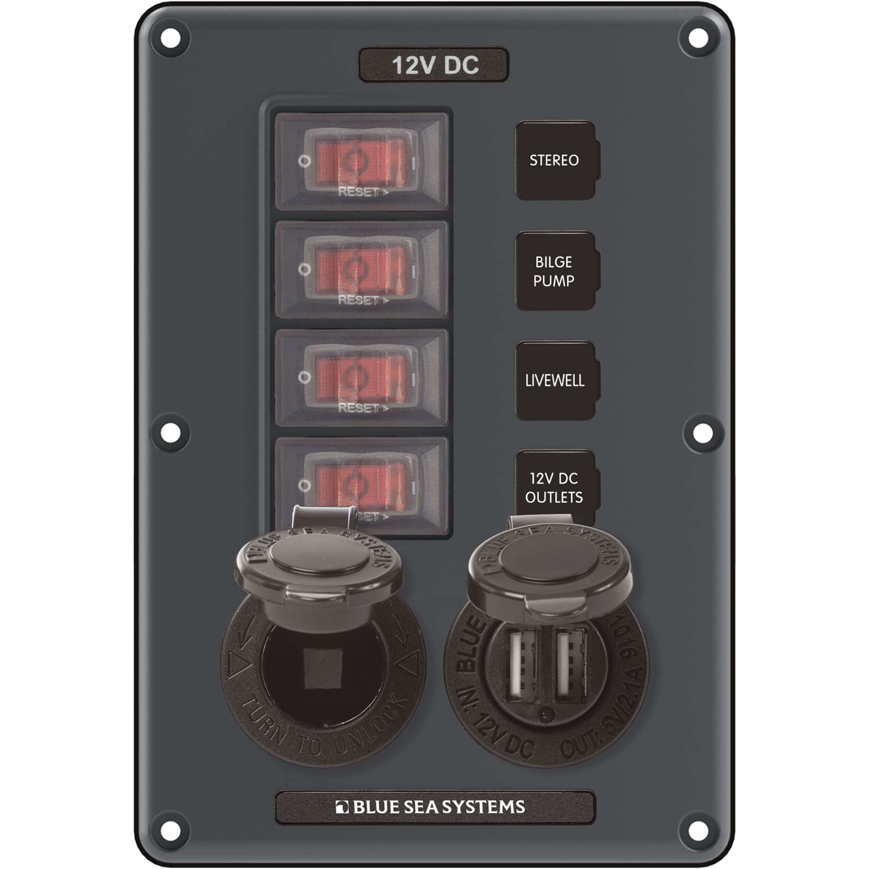 Blue Sea Systems 4321-BSS Circuit Breaker Switch Panel