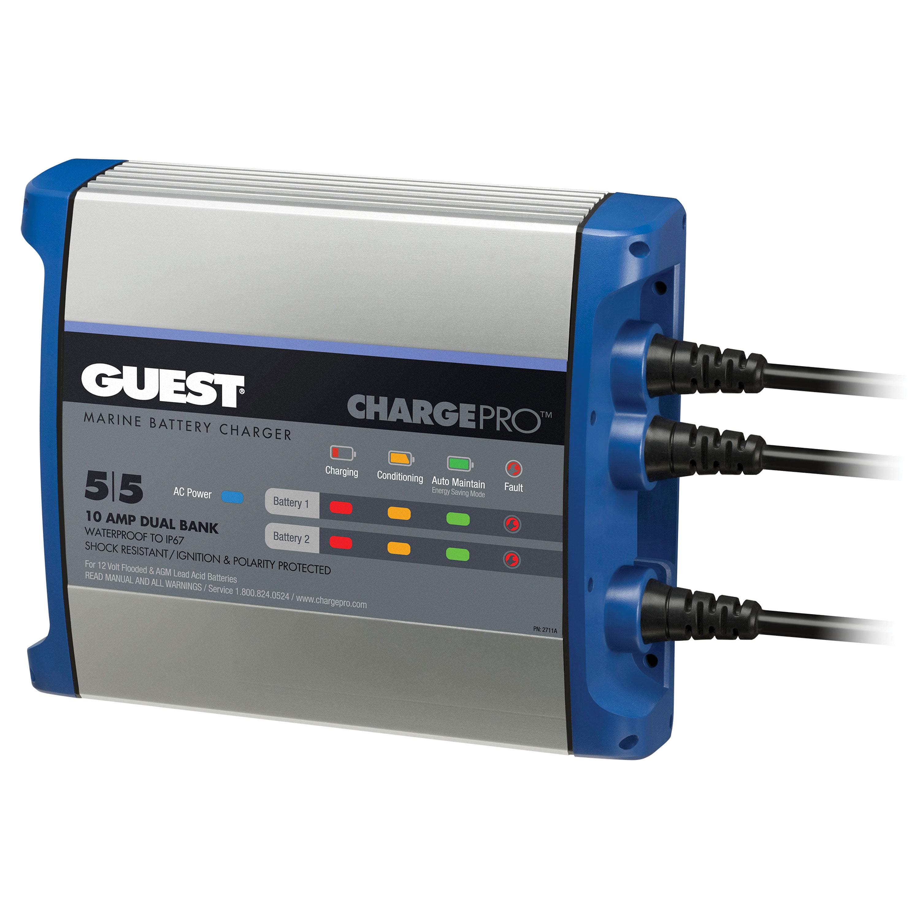 Guest 2711A ChargePro On-Board Battery Charger - 10A/12V, 2 Bank, 120V Input
