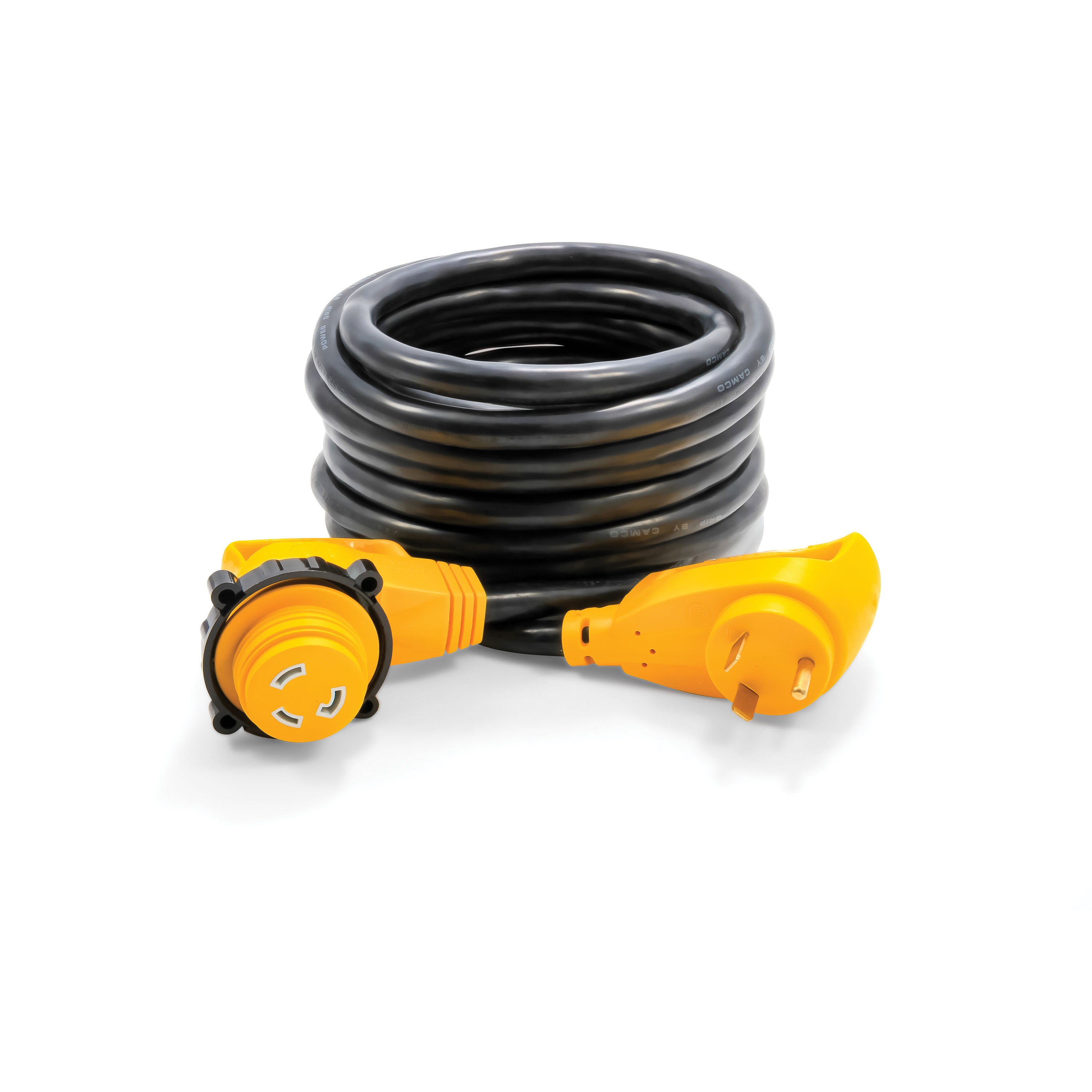 Camco 55524 30 Amp Power Grip Extension Cord with 90M/90F Locking Adapter - 25'