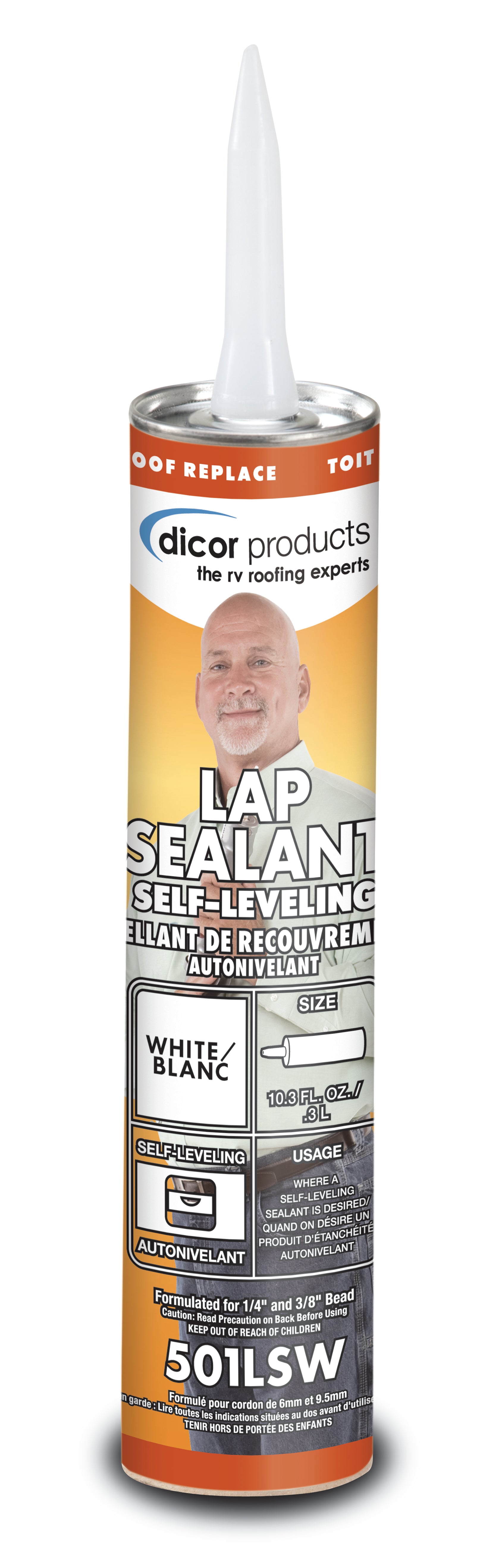 Dicor 501LSW-25 Self-Leveling Lap Sealant - 10.3 oz., White (Pack of 25)