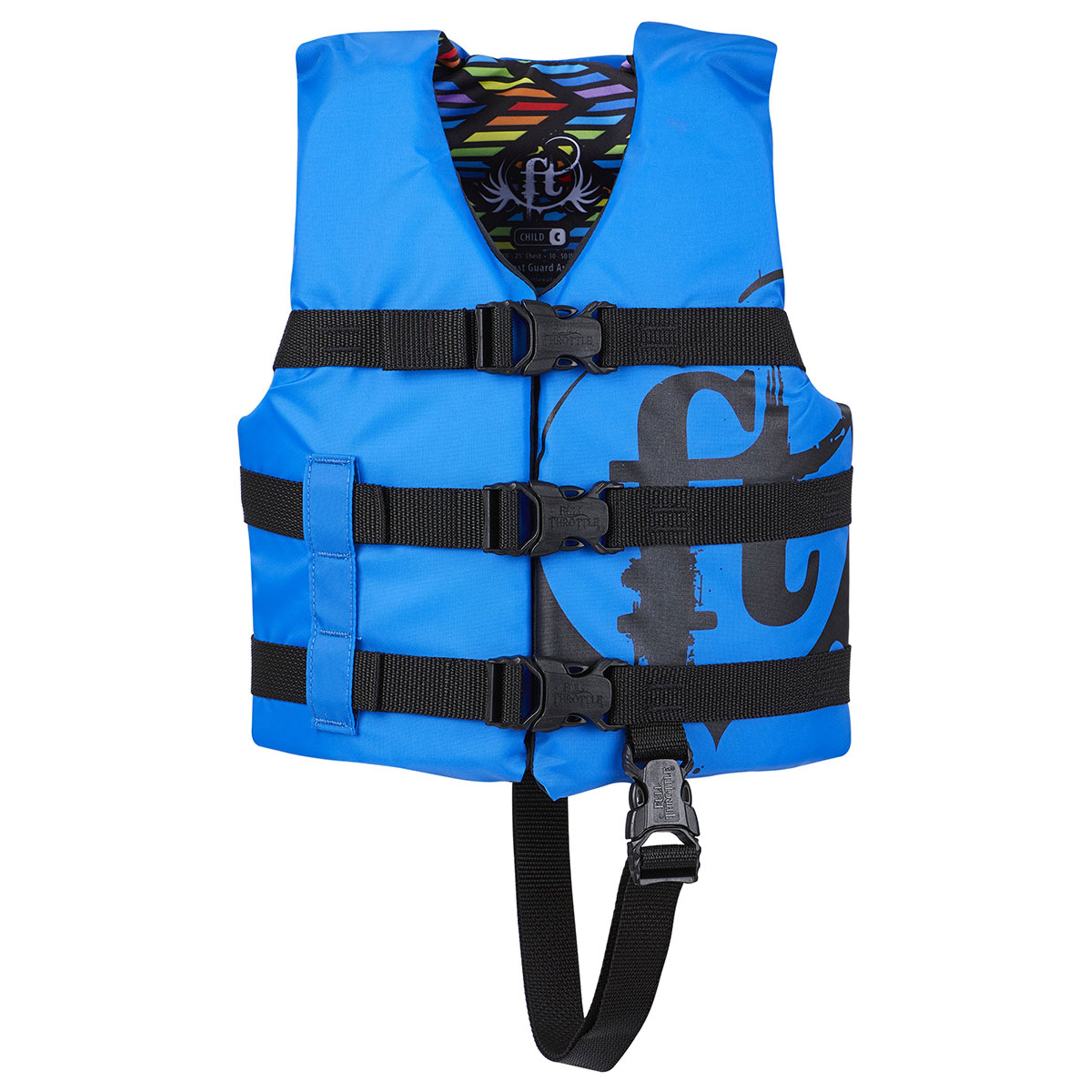 Full Throttle 112200-500-001-19 Nylon Water Sports Vest - Child, Blue
