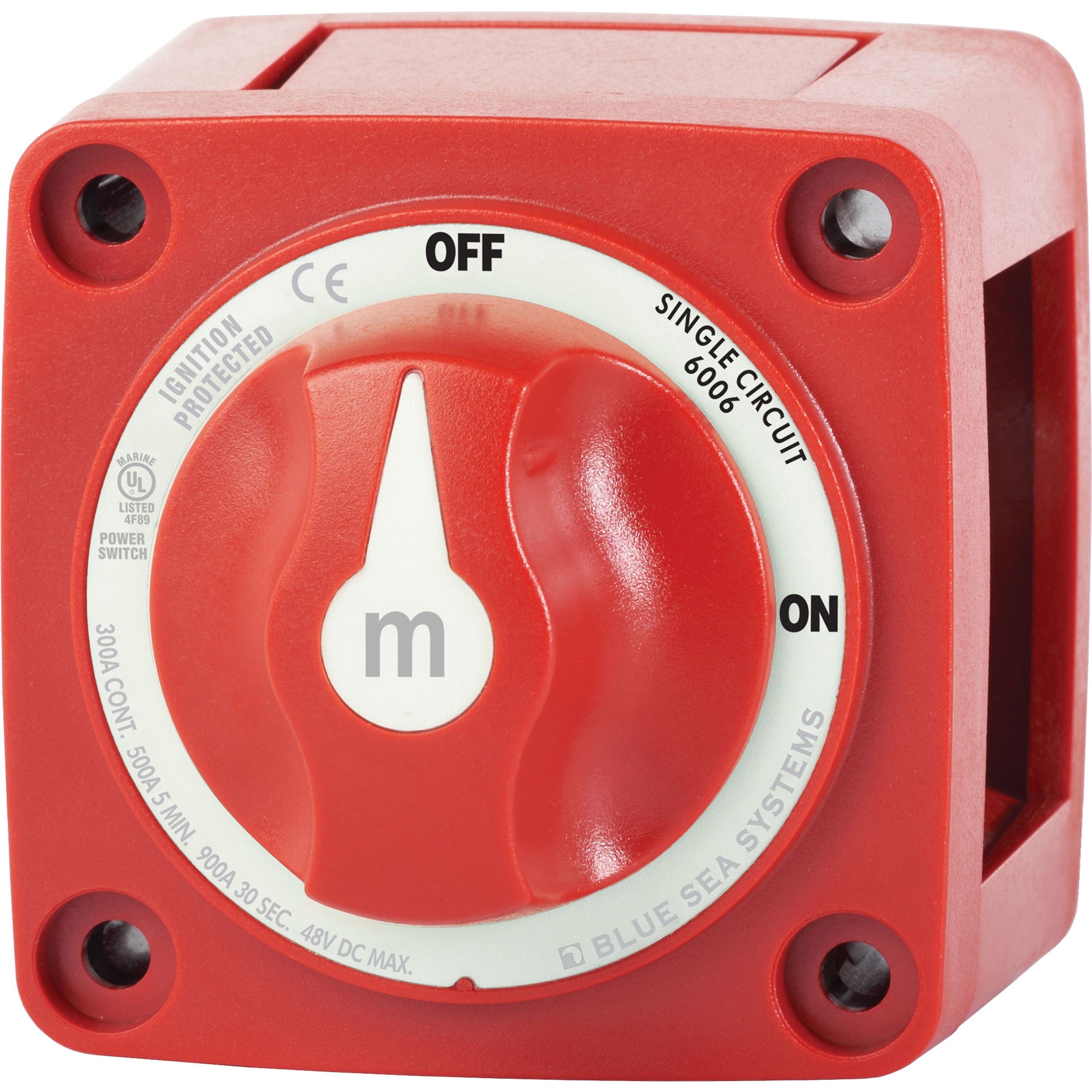 Blue Sea Systems 6006-BSS m-Series Mini On-Off Battery Switch with Knob- Red