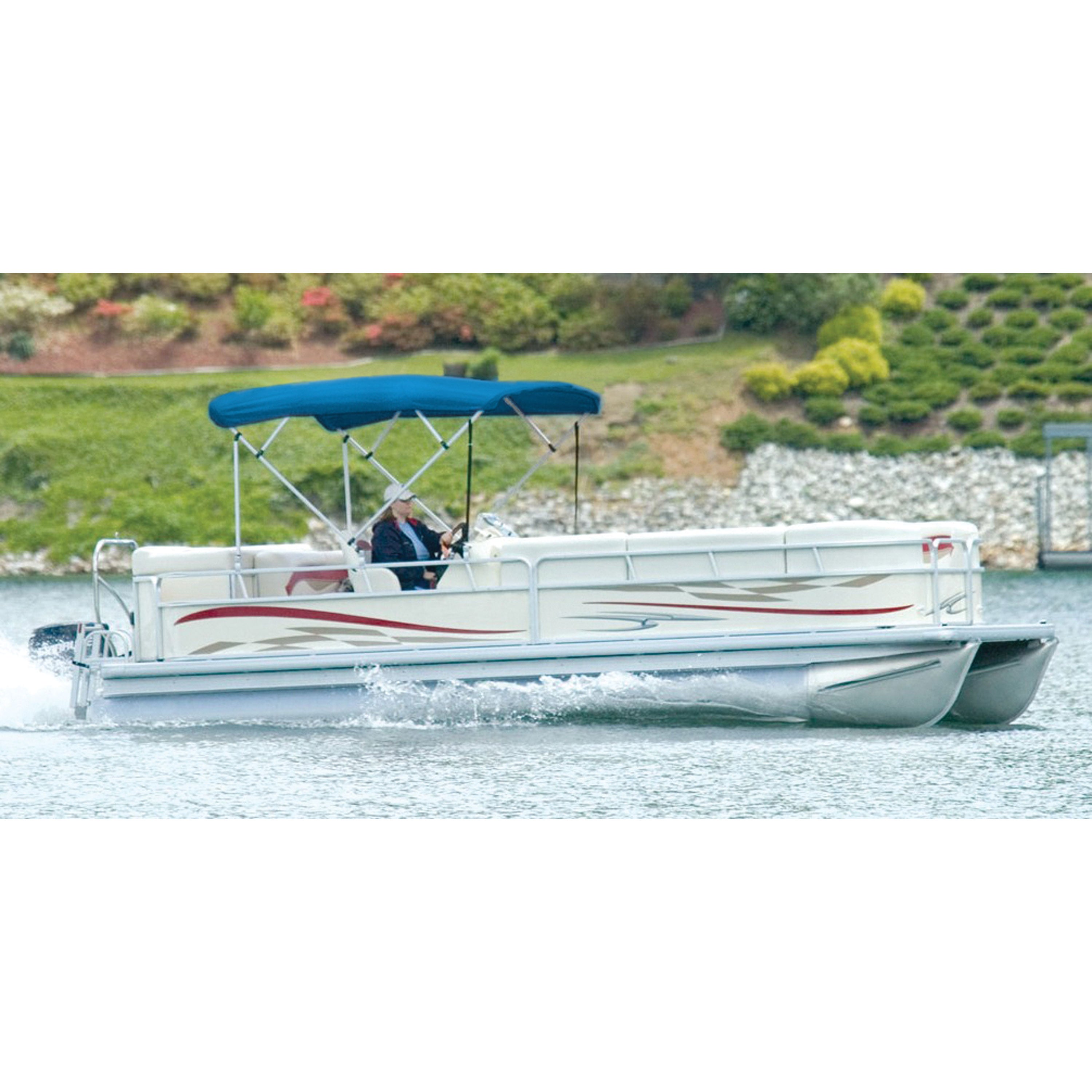 Carver 510AL04 Sunbrella Pontoon Bimini Top with Running Light Cut-Out - Pacific Blue, Fits Frame 50510