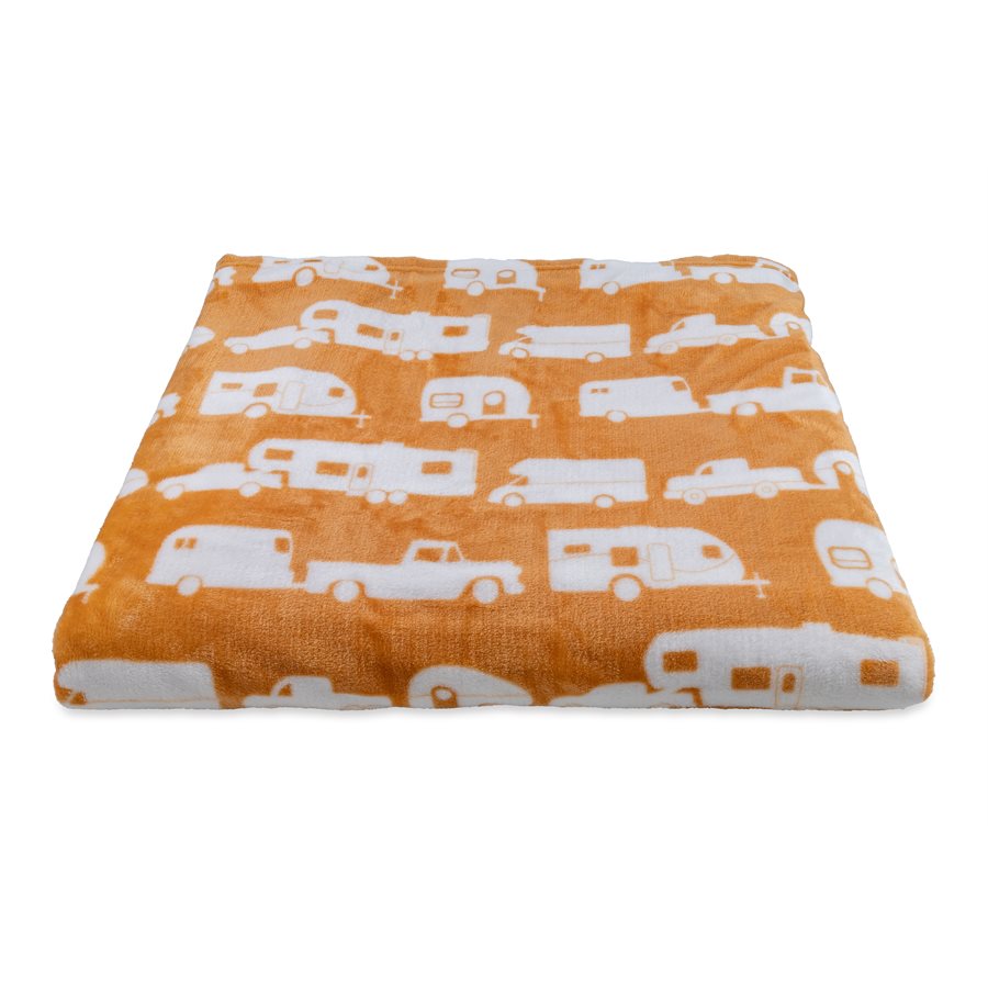 Camco 53441 "Life is Better at the Campsite" Plush Fleece Blanket - Queen Size, Autumn Gold