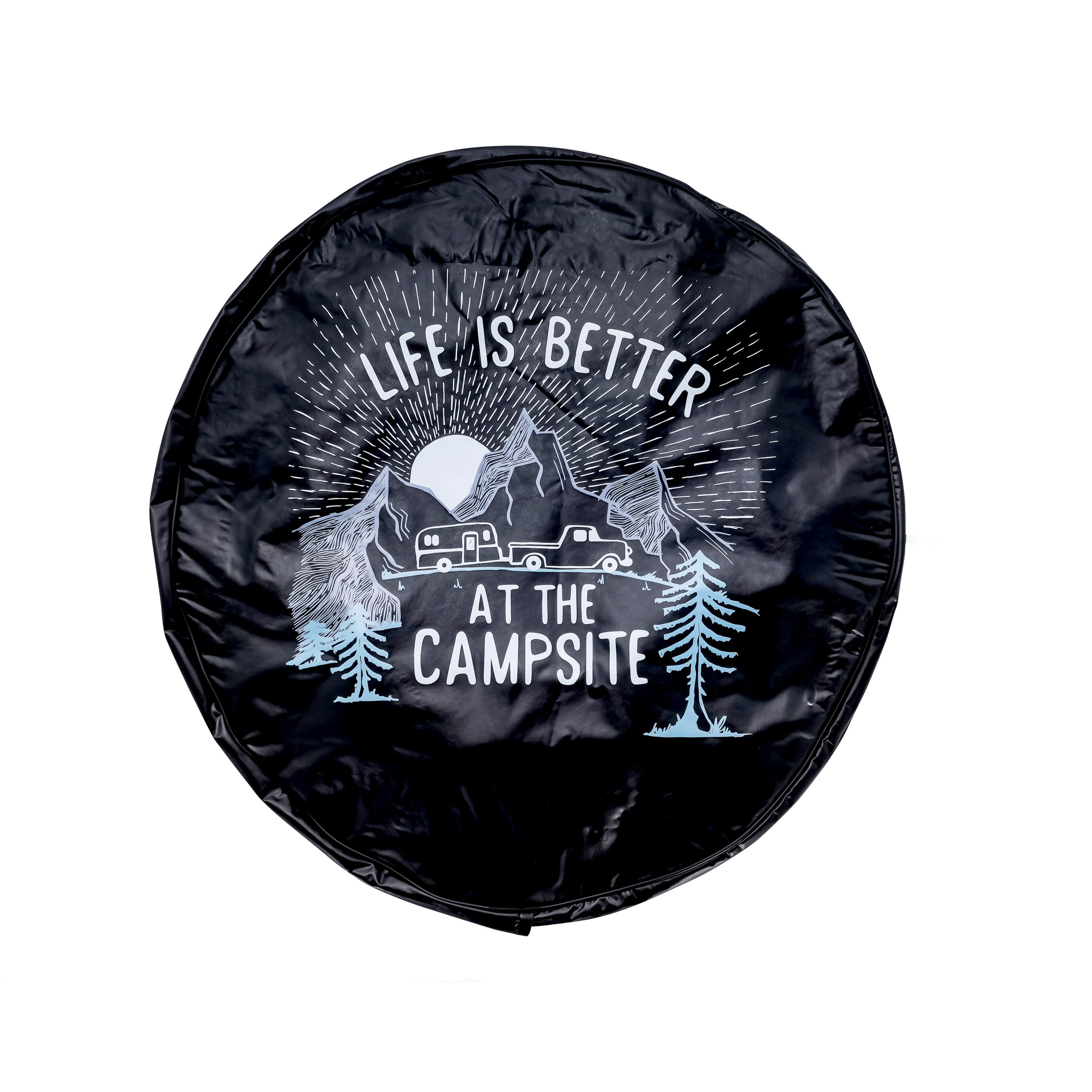 Camco 53290 "Life is Better at the Campsite" Spare Tire Cover - Size J (Up to 27" Tire), Sunrise