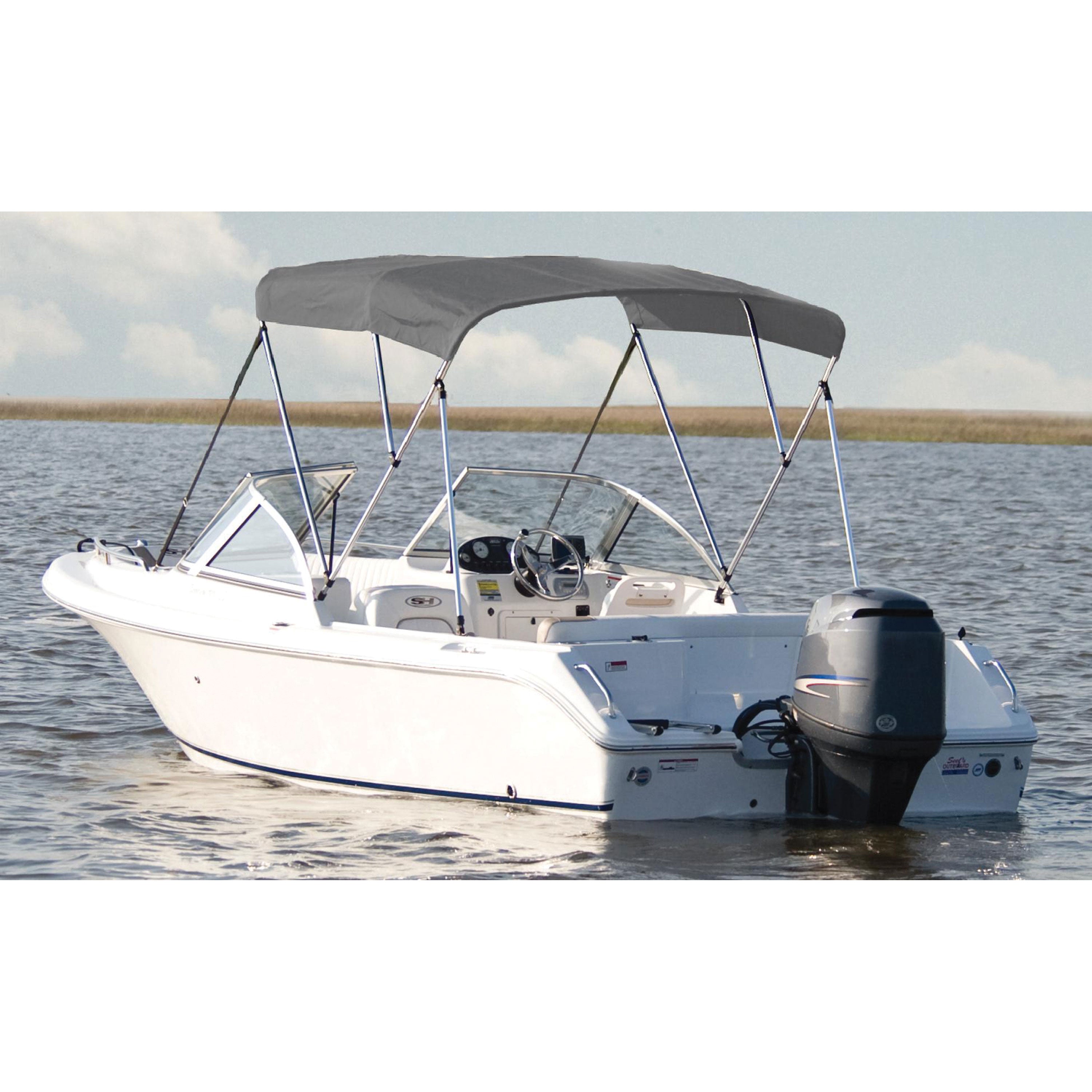 Carver A5475TB-10 Fully Assembled 3-Bow Round Tube Sunbrella Bimini Complete Top Kit - Gray, 73" - 78" Widths