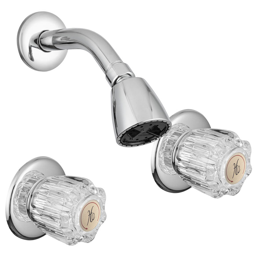 Dura Faucet DF-SA640A-CP RV Shower Faucet Knobs and Shower Head with Arm - Chrome Polished