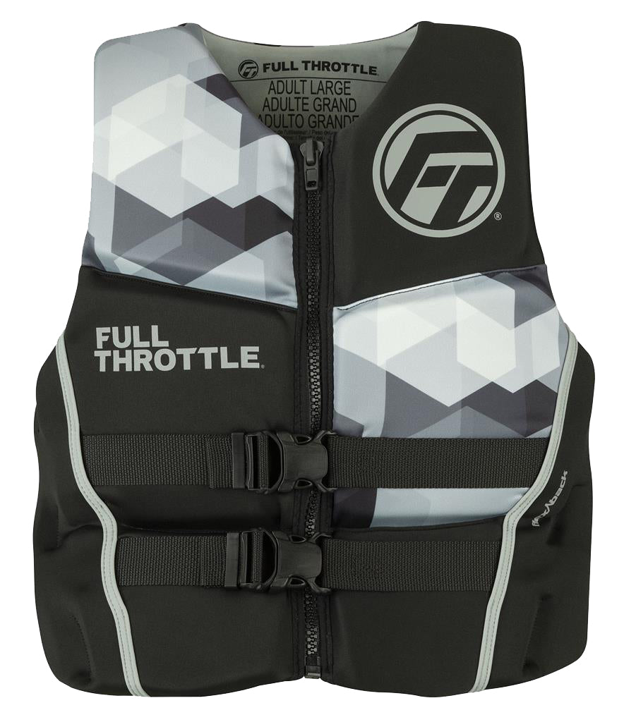 Full Throttle 142500-701-040-22 Men's Rapid-Dry Flex-Back Life Jacket - Large, Gray