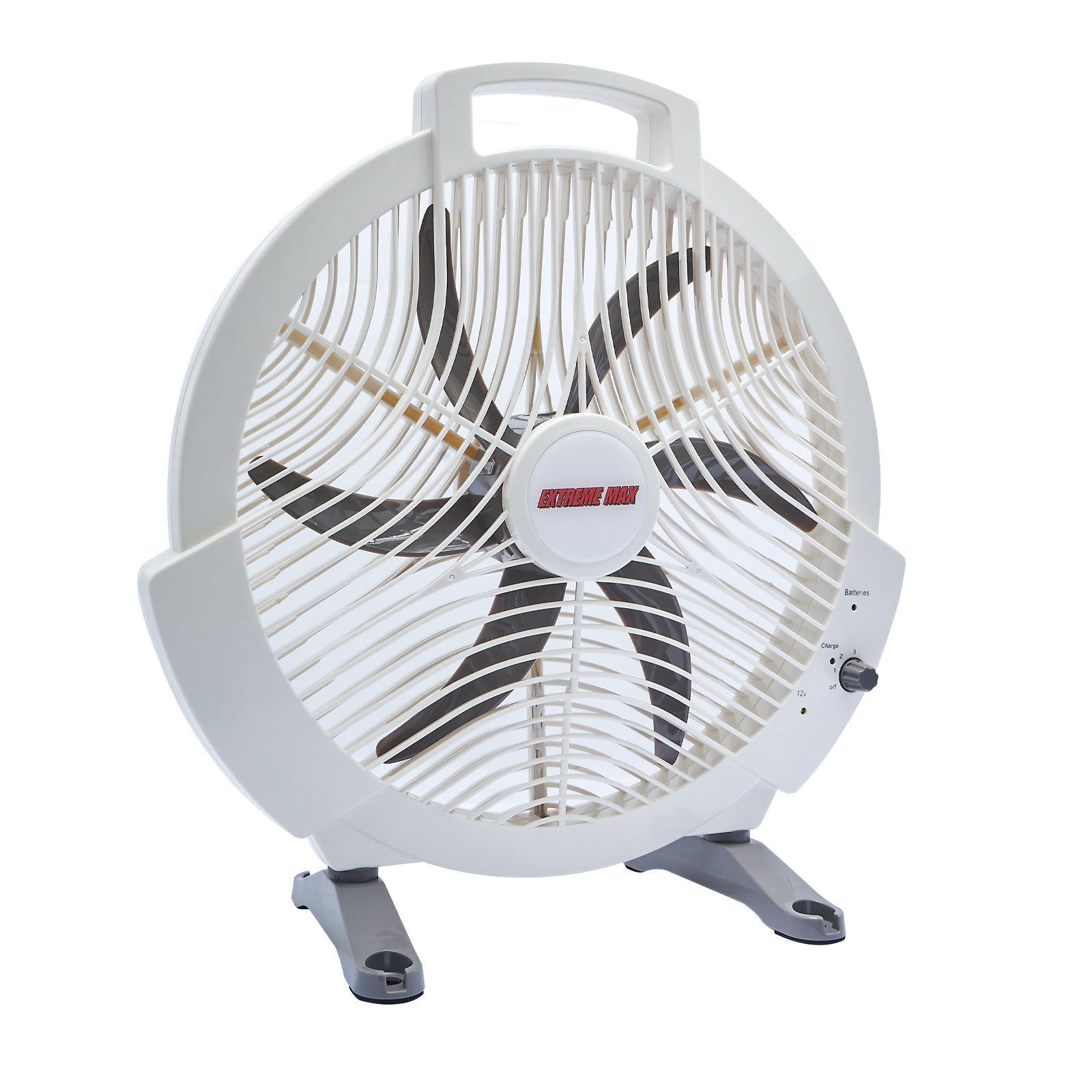 Extreme Max 1229.4089 Rechargeable AC/DC 12 Volt Box Fan with Lithium Battery for RV, Camping, Travel – 12"