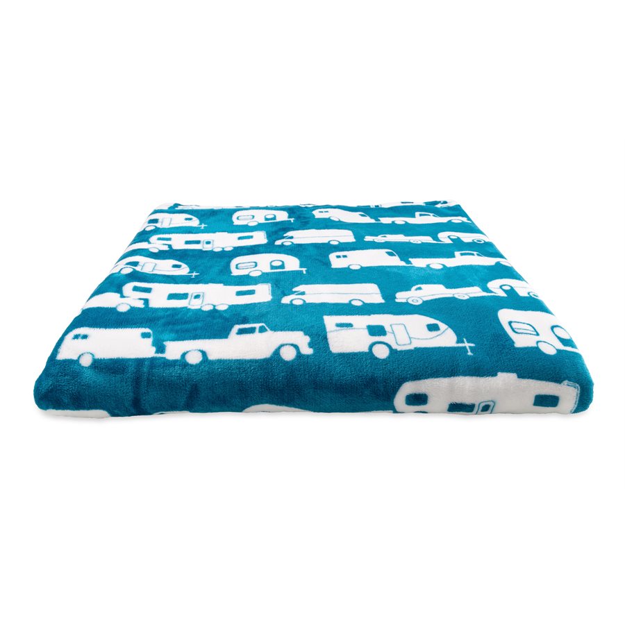 Camco 53440 "Life is Better at the Campsite" Plush Fleece Blanket - Queen Size, Blue