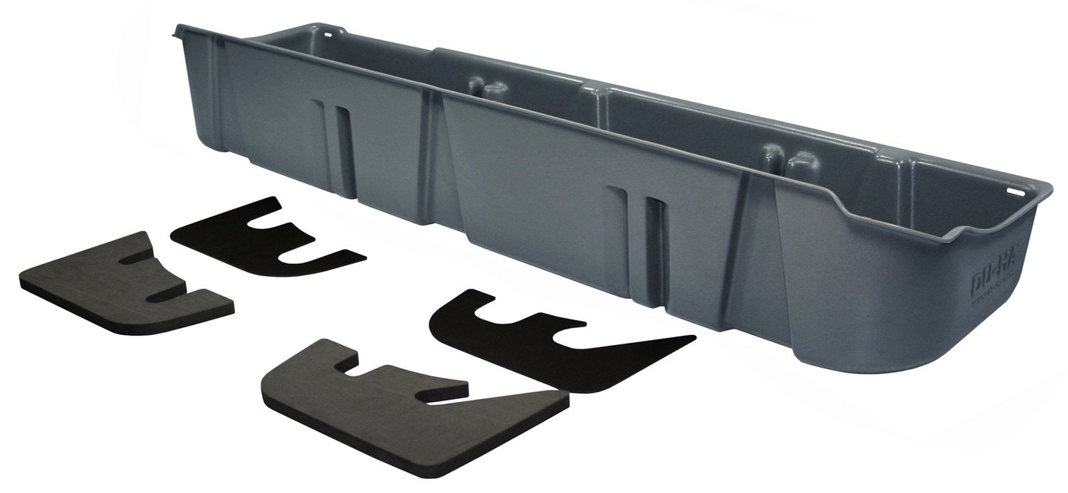 DU-HA Under Seat Storage Fits 11-14 Ford F-150 SuperCrew without Subwoofer, Gray, Part #20100
