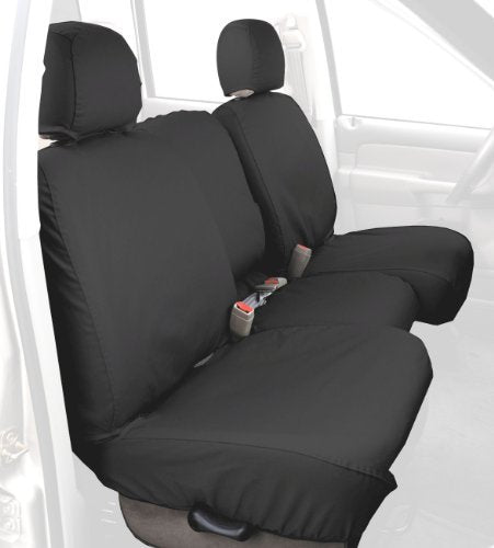 Covercraft SS3250PCCH Custom-Fit Front Bench SeatSaver Seat Covers - Polycotton Fabric, Charcoal Black