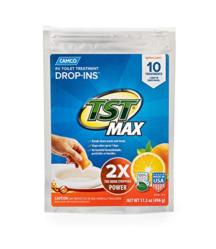 Camco 41178 TST Ultra-Concentrated Orange Citrus Scent RV Toilet  MAX Treatment Drop-Ins, 10/bag (E)