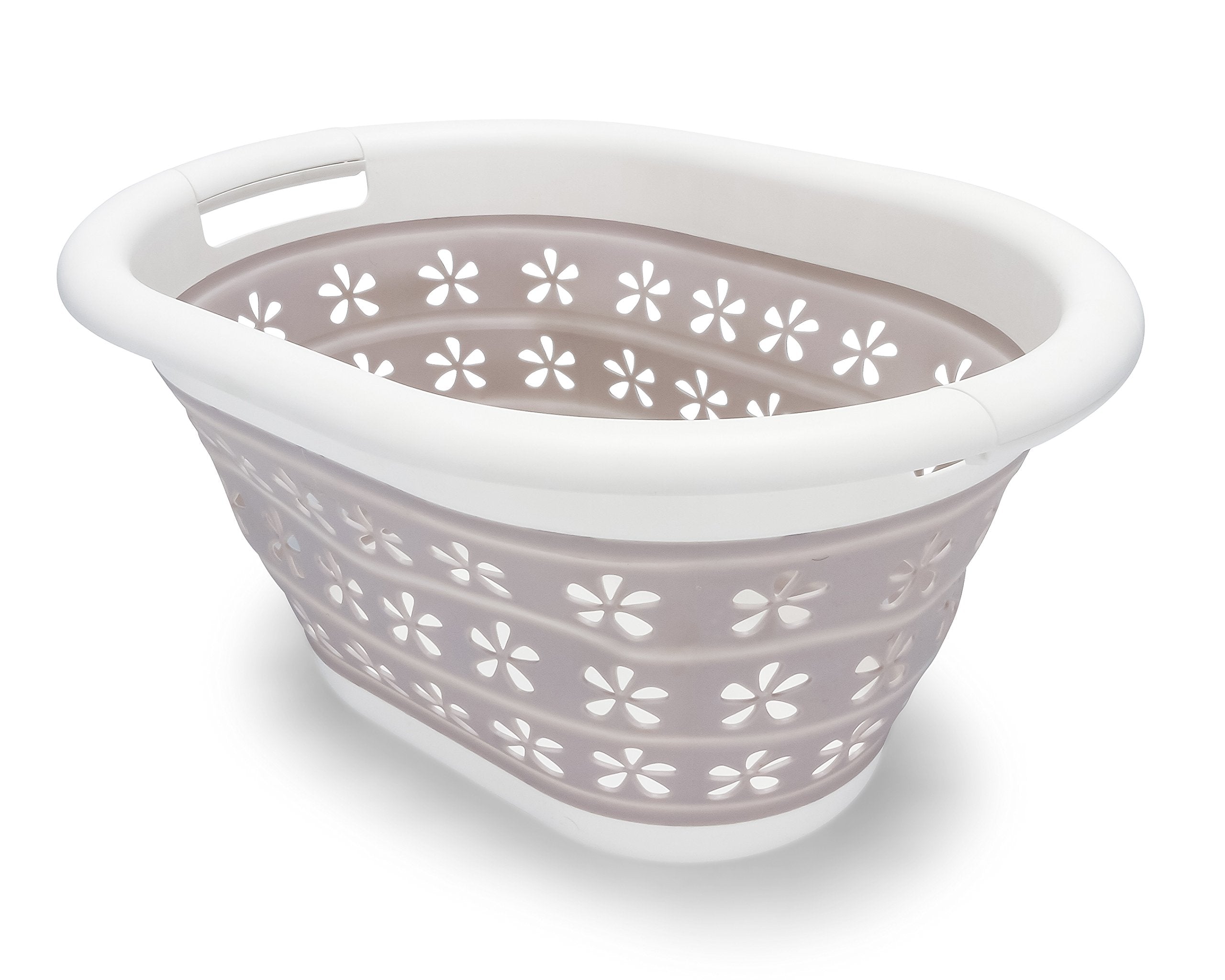 Camco 51951 White/Taupe Collapsible Utility/Laundry Basket