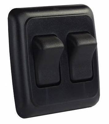 JR Products 12235 Black Double On/Off Switch with Plate