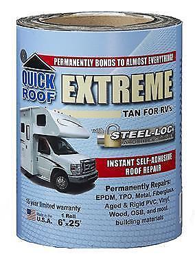 CoFair Products T-UBE625 Quick Roof Extreme 6" x 25' RV Tan Roof Tape