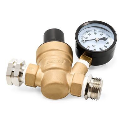 Camco 40058 Adjustable Brass Water Pressure Regulator with Gauge