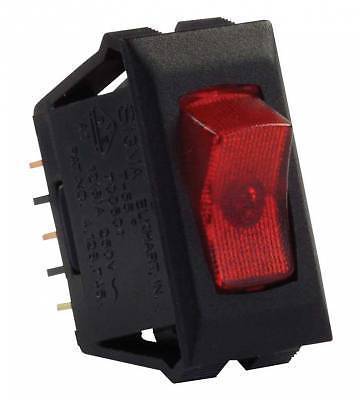 JR Products 12525 Red Illuminated On/Off Switch with Black Bezel