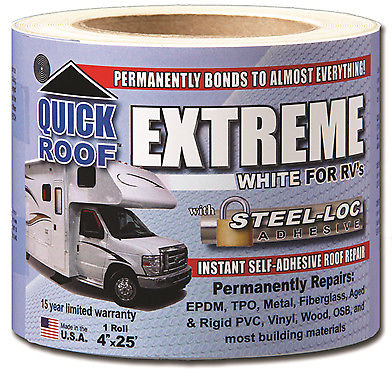CoFair Products UBE425 Quick Roof Extreme  4" x 25' RV White Roof Tape