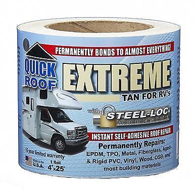 CoFair Products T-UBE425 Quick Roof Extreme 4" x 25' RV Tan Roof Tape