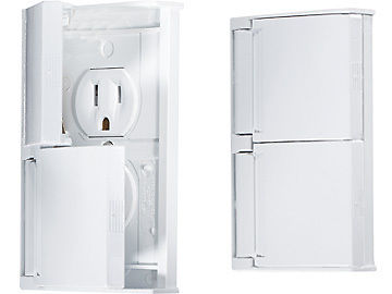 RV Designer S905 AC White Weatherproof Dual Outlet with Snap Cover