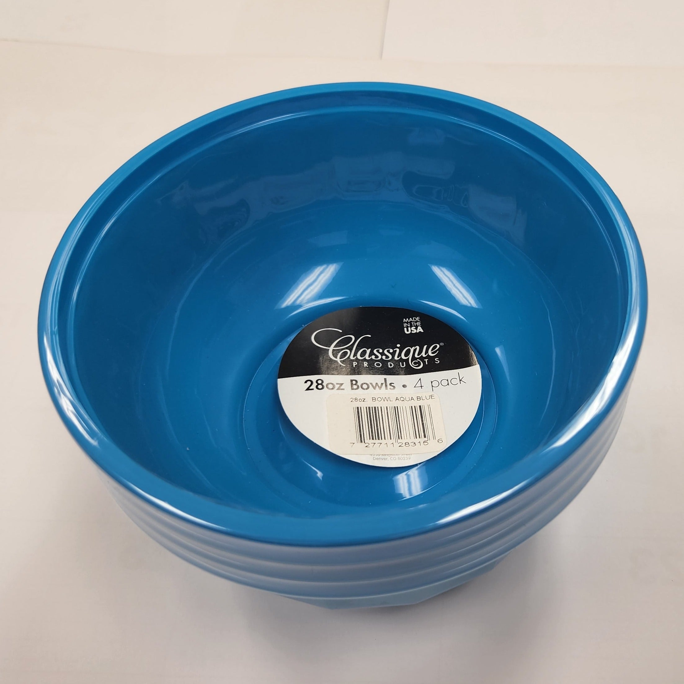 B&R Plastics FB28-4-36315 28oz Blue Bowls 4PK