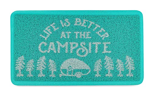 Camco | 53199 | Life is Better at The Campsite Small Scrub Rug Teal