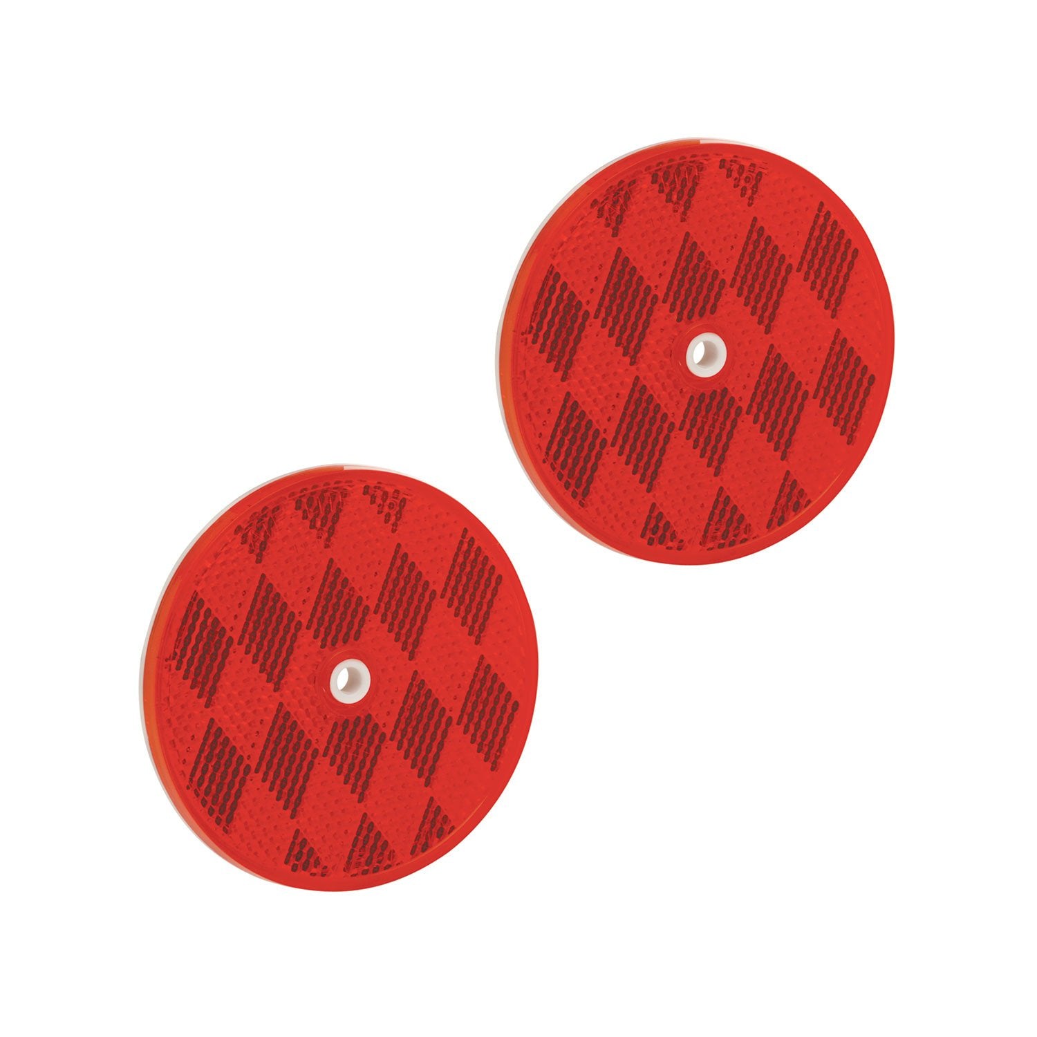 Bargman 74-68-010 Class A 3-3/16" Round Red Reflector with Center Mounting Hole - 2 Pack