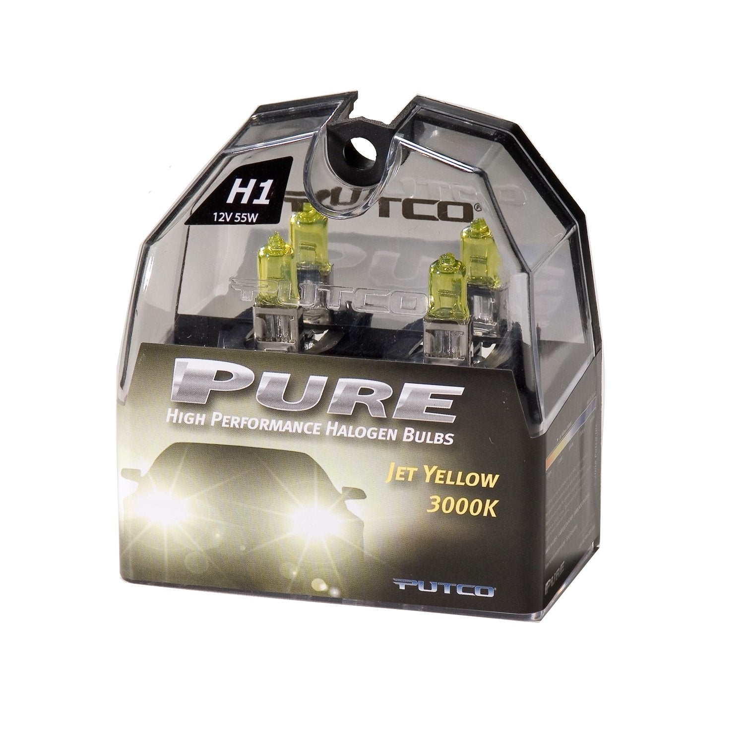 Putco 230100JY Pure Halogen Headlight Bulb - Jet Yellow - H1 (Pair)