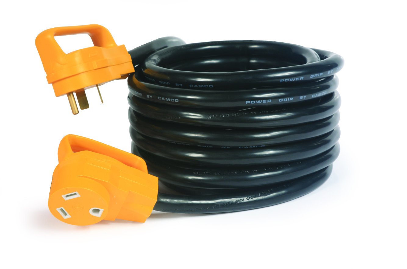 Camco | 55191 | RV 25' 30-Amp Male and 30-Amp Female PowerGrip Extension Cord