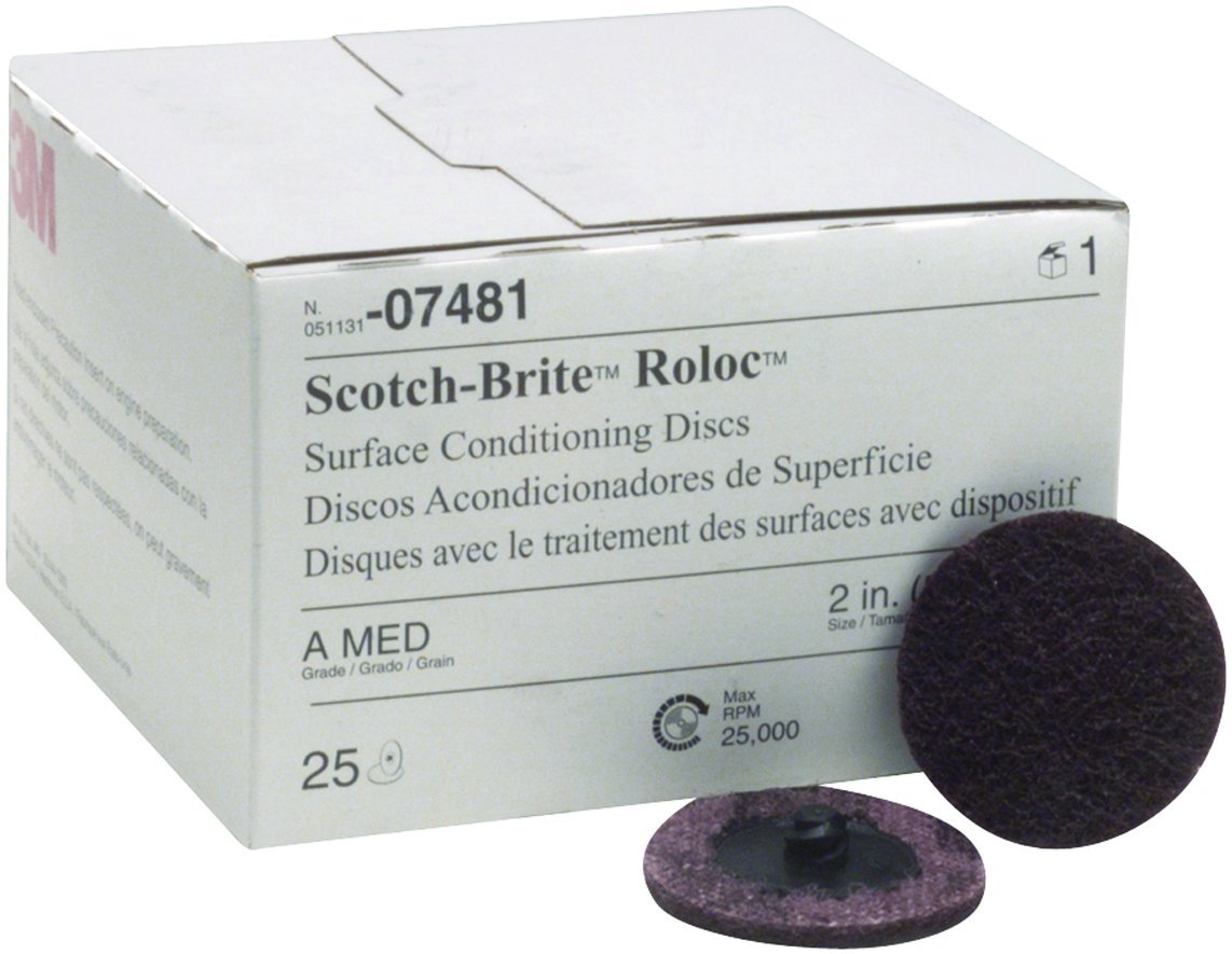 Scotch-Brite Roloc Surface Conditioning Disc, TR 07481, 2 in x NH A MED, 25 per box