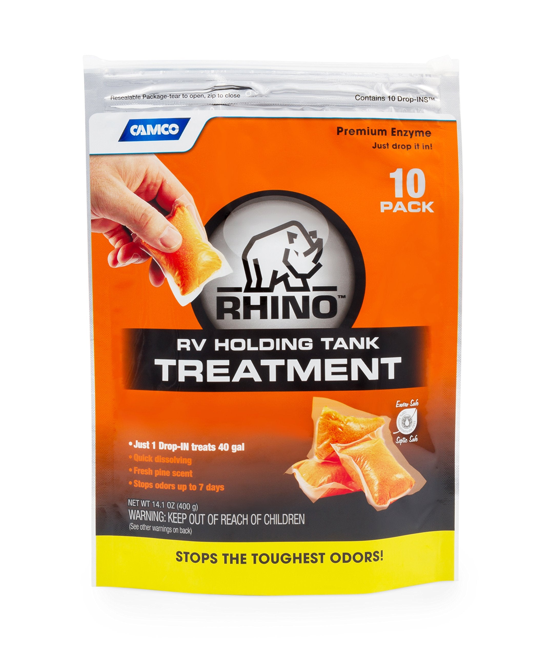 Camco 41519 Rhino Drop-Ins Holding Tank Treatment, 10 Pack