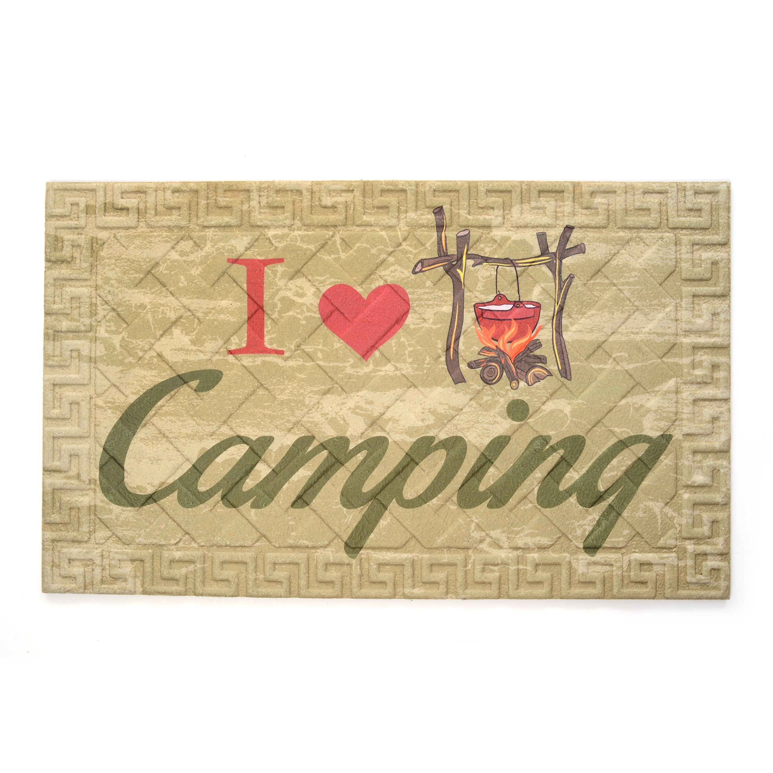 Stephan Roberts Recycled Rubber Door Mat 18" x 30", I Love Camping