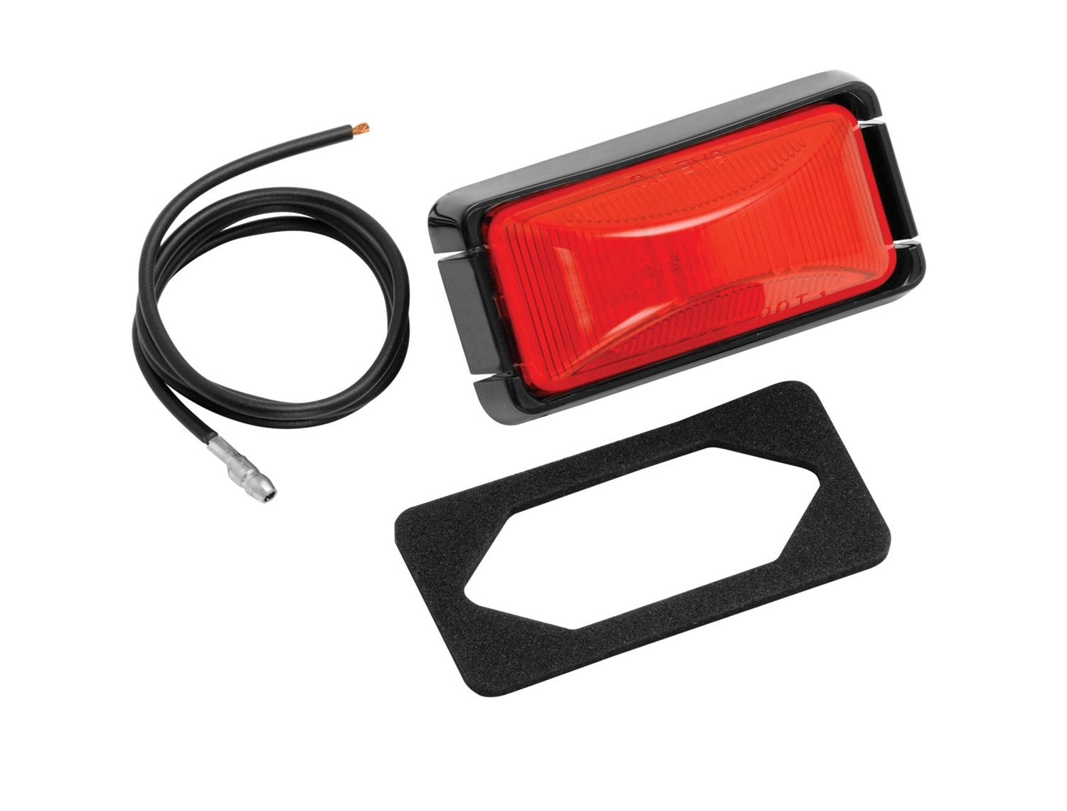 Bargman 41-37-031 Side Marker Light (Waterproof Rectangular with Black Base - Red)