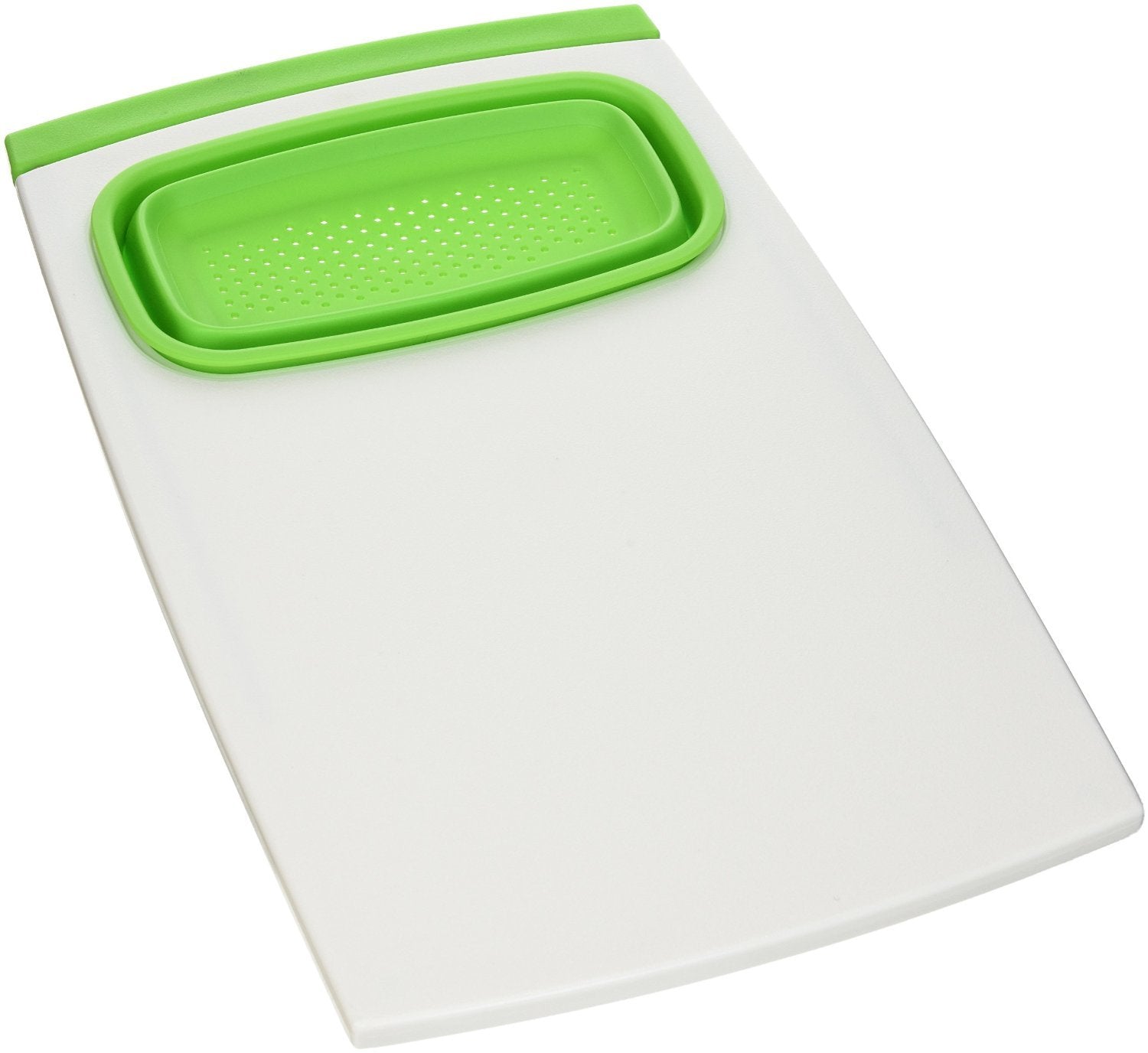 Prepworks by Progressive Over-the-Sink Cutting Board, PCB-3510G, Removable Collapsible Colander, Non-Skid Feet, Dishwasher Safe, Patented