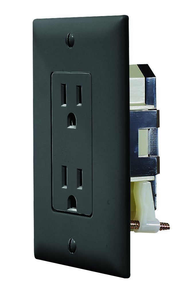 RV Designer | S817 | Black Dual Outlet With cover Plate