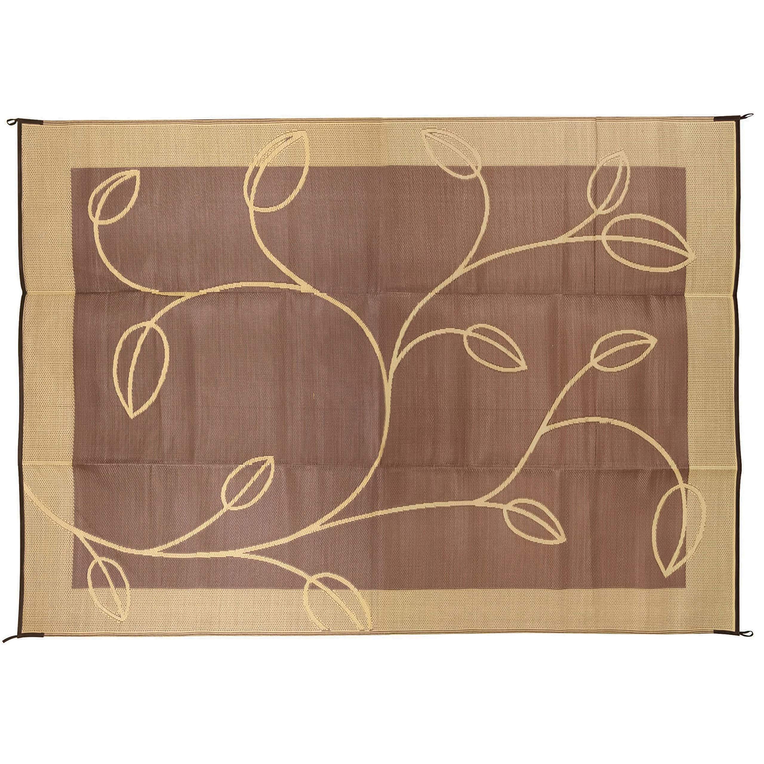 Camco 42855 Outdoor Mat - 9' x 12' Leaf, Brown/Tan (E/F)
