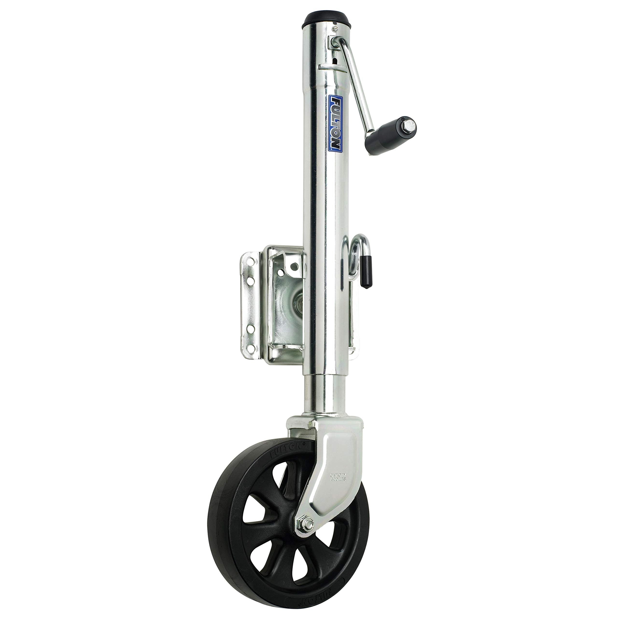 Fulton XP15 0101 Steel Swing-Away Bolt-On Jack with 10" Travel and 8" Poly Wheel - 1500 lb. Weight Capacity
