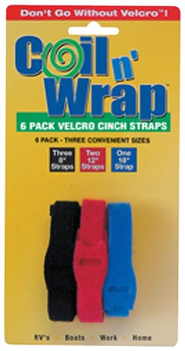 AP Products 006-7 Coil n' Wrap Velcro Cinch Straps - Pack of 6