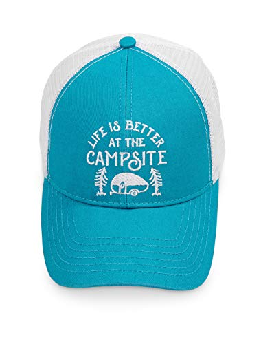 Camco | 53353 | Life is Better at The Campsite Trucker Hat LIBATC Logo and an Strap with Snap Teal